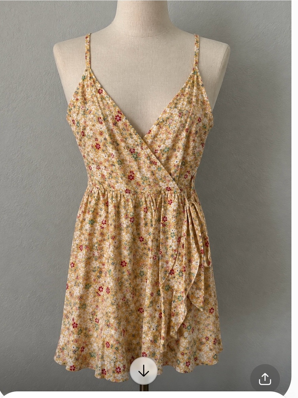 Speechless Yellow Floral Romper Wrap Dress with Pockets